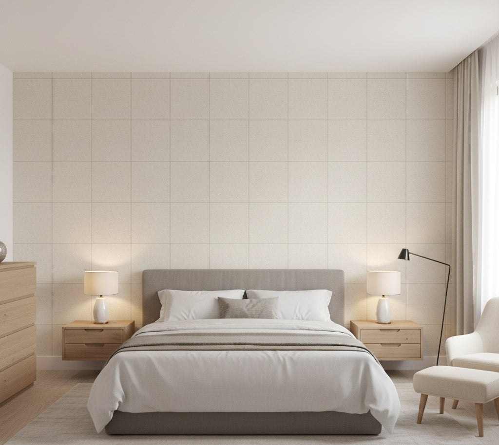 Novasuede™ Fabric & Wallcovering - Winter White - bedroom room setting