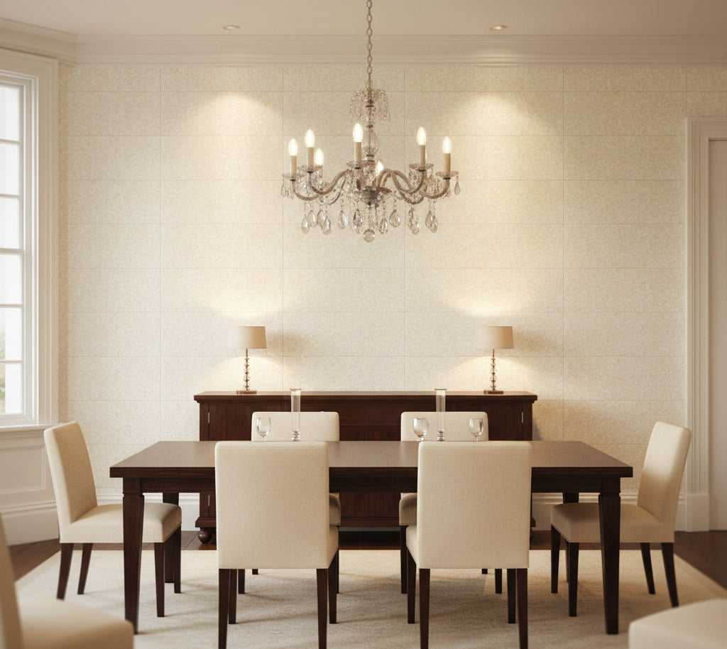 Novasuede™ Fabric & Wallcovering - Winter White - dining room room setting