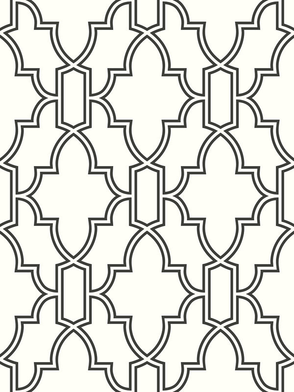 Malibu Ps Black and White Tile Trellis Contemporary Lattice - Black & White | Peel and Stick Removable Wallcovering
