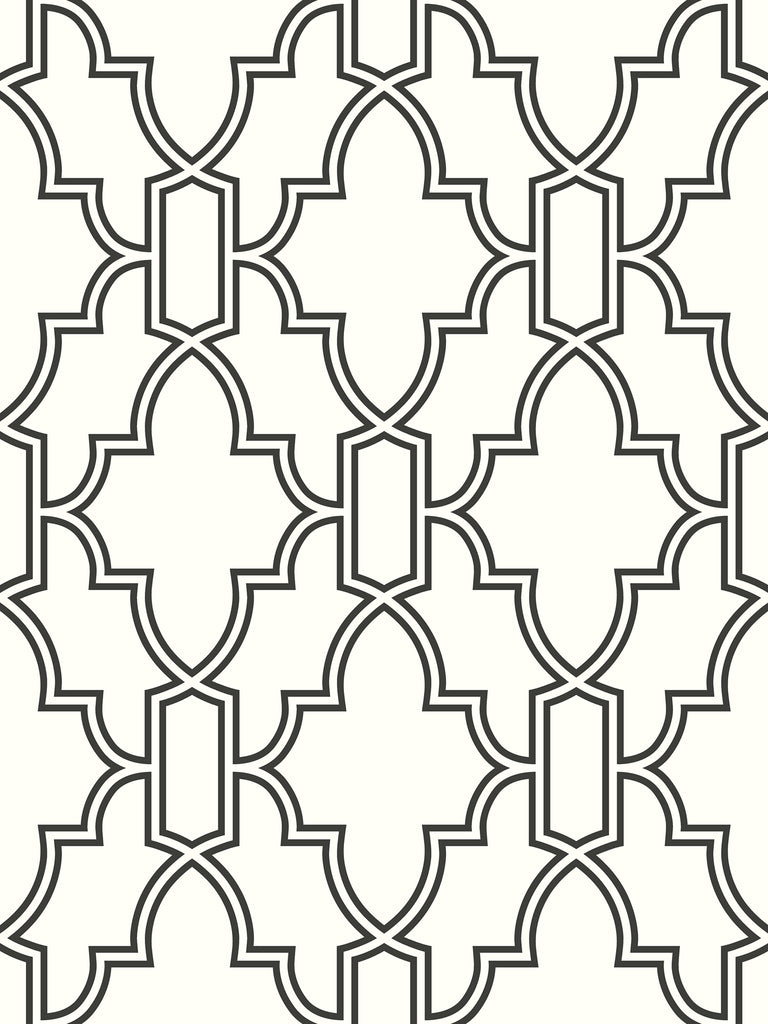 Malibu PS Black and White Tile Trellis Contemporary Lattice - Black & White | Peel and Stick Removable Wallpaper