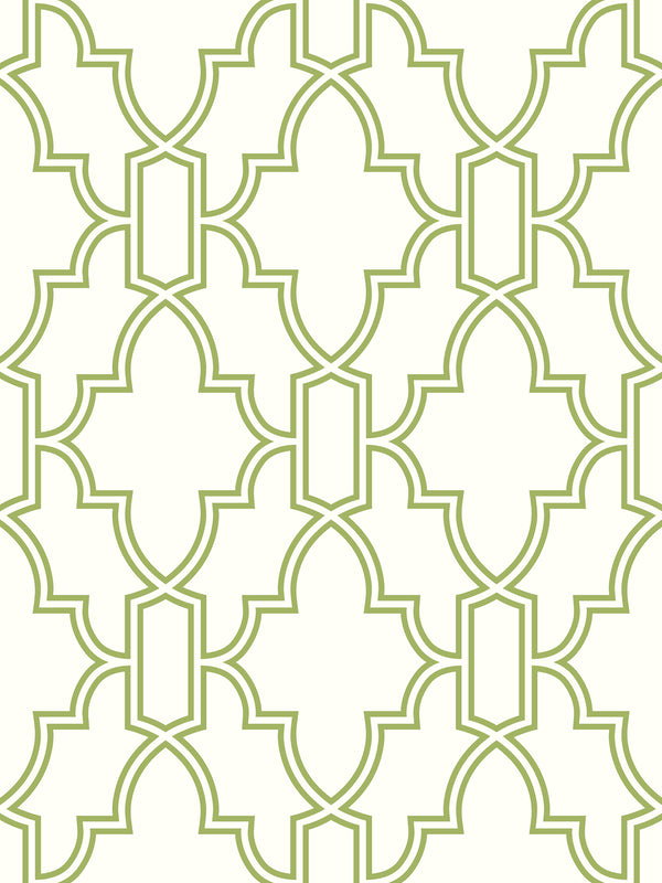 Malibu Ps Green and White Tile Trellis Contemporary Lattice - Green & White | Peel and Stick Removable Wallcovering