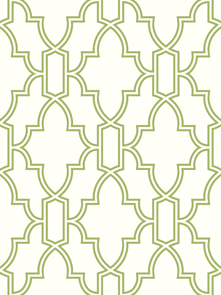 Malibu PS Green and White Tile Trellis Contemporary Lattice - Green & White | Peel and Stick Removable Wallpaper