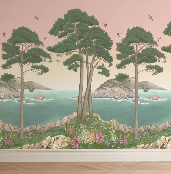 Coastline Panel Pink Wallpaper | Osborne & Little Europe