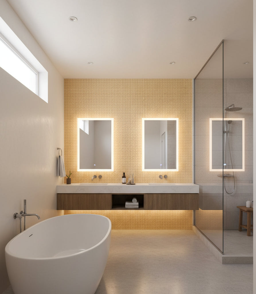 Oliva Basketweave Grasscloth Wallcovering | Fentucci - bathroom room setting