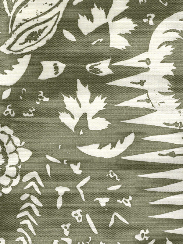 Les Indiennes One Color, Olive on Tint Wallcoverings | Quadrille