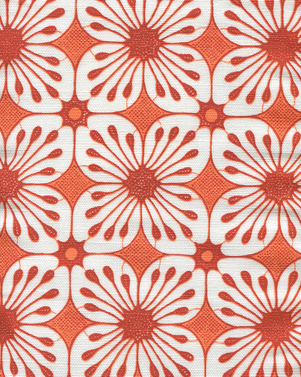 Barbados Batik Burnt Orange Screen Printed Fabric | China Seas