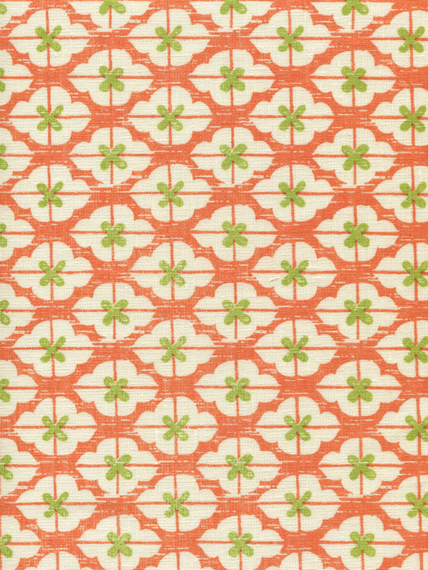 Kyoto Two Colors Orange New Jungle on Tinted Screen Printed Fabric | China Seas