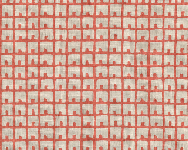 Fez Background Orange on Tan Screen Printed - Light Gray Fabric | China Seas