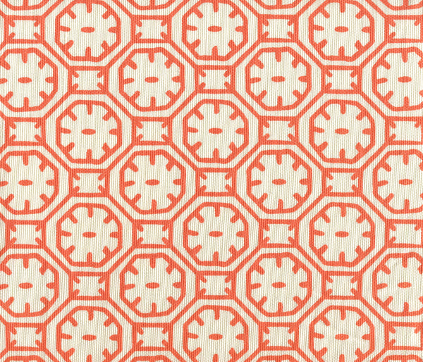 Ceylon Batik Orange on Tint Screen Printed - Off-White Fabric | China Seas