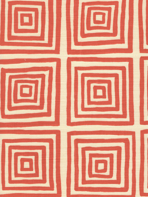 Ziggurat Orange on Tint Screen Printed - White Fabric | China Seas