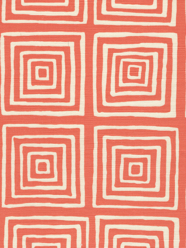 Ziggurat Reverse Orange on Tint Screen Printed Fabric | China Seas