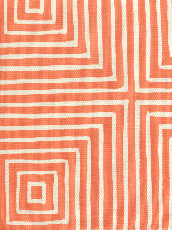 Ziggurat Reverse Large Scale Orange on Tint Screen Printed Fabric | China Seas