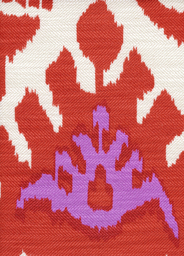 Kazak, Orange Pink on Tint Wallcoverings | Quadrille