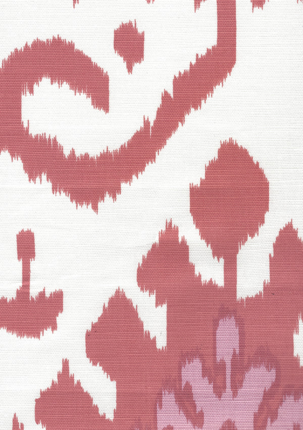 Kazak, Orange Pink on White Wallcoverings | Quadrille