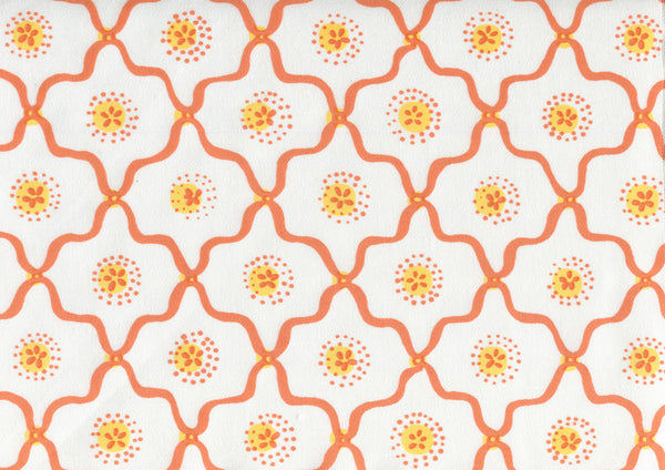 Longfellow, Orange Yellow on White Cotton Wallcoverings | Quadrille