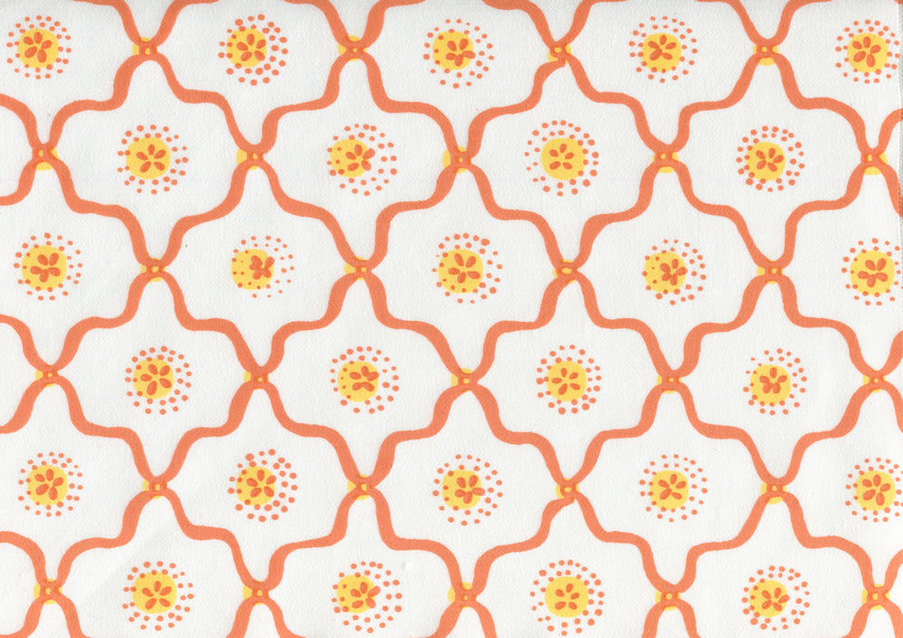 Longfellow, Orange Yellow on White Cotton