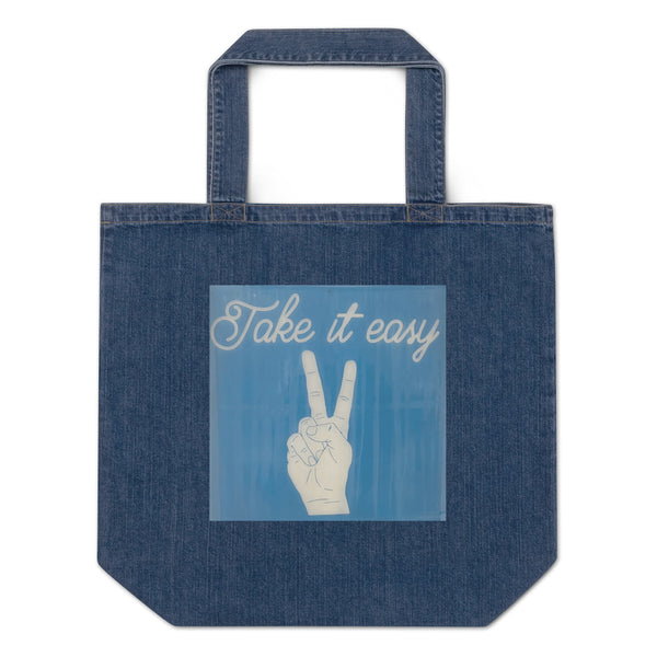 Take it Easy Organic Denim Tote Bag