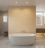 Orvieto Honey Micro Basketweave Grasscloth Wallcovering | Fentucci - bathroom room setting