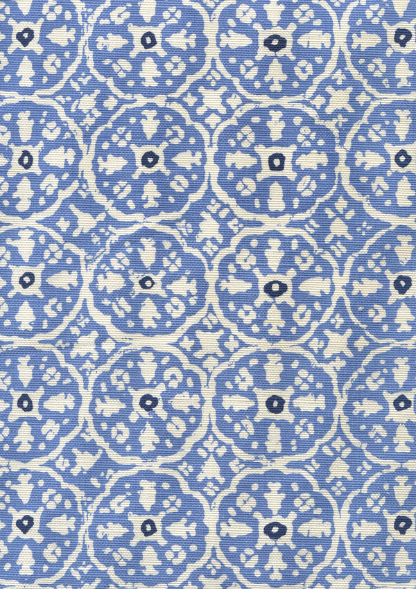 Nitik II Pacific Blue Navy on White Screen Printed Fabric | China Seas