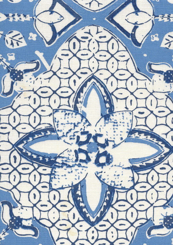 New Batik Pacific Blue New Navy on Tint Screen Printed Fabric | China Seas
