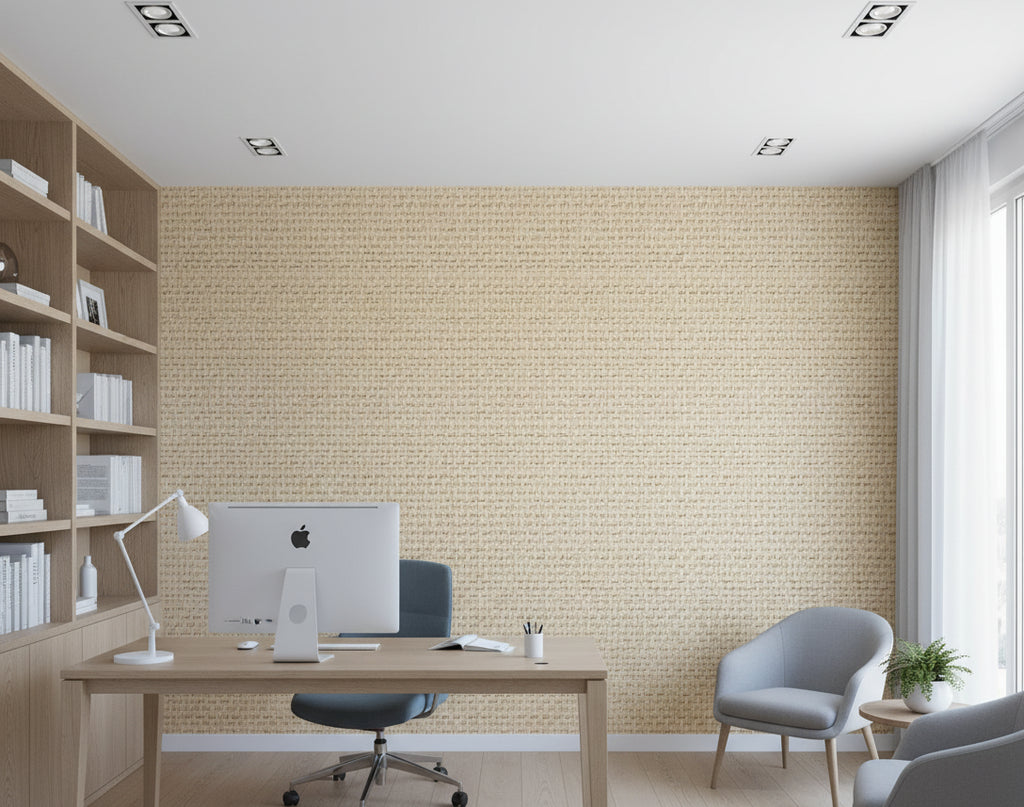 Pacific PaperWeave Grass Beige Black - office room setting
