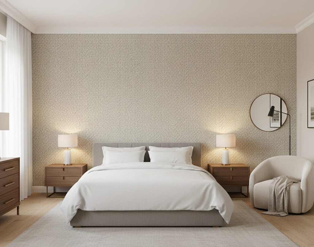 Pacific PaperWeave Grass Grey Straw - bedroom room setting