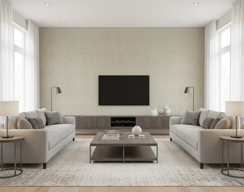 Pacific PaperWeave Grass Grey Straw - living room room setting