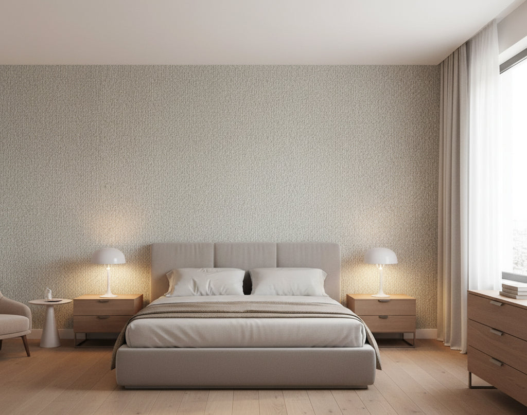 Pacific PaperWeave Grass Taupe - bedroom room setting