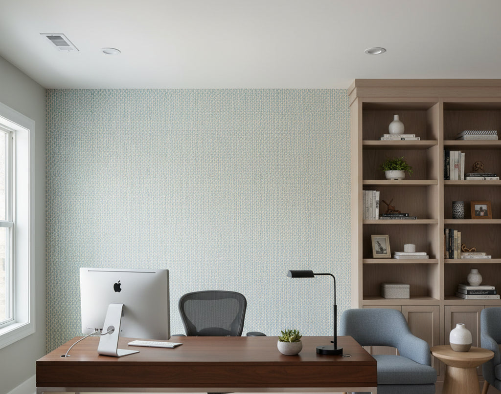Pacific PaperWeave Grass Light Blue - office room setting
