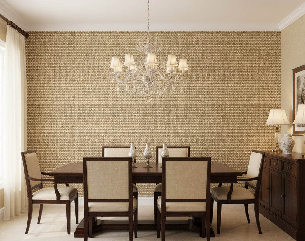 Pacific PaperWeave Grass Red | Phillipe Romano - dining room room setting