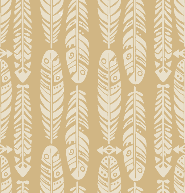 Feather Fandango - Camel & Chalk - Whimsical Wallcoverings