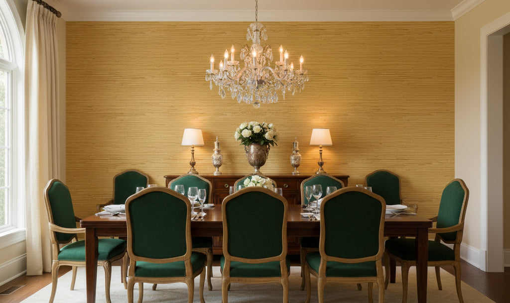 Palakua Classic Grasscloth | Phillipe Romano - dining room room setting