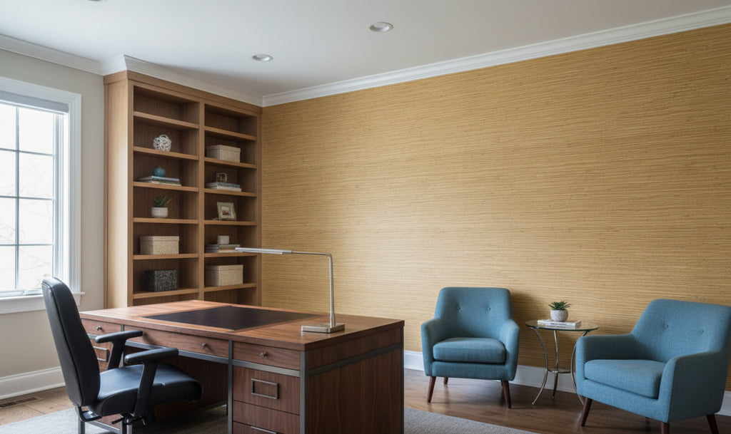 Palakua Classic Grasscloth | Phillipe Romano - office room setting