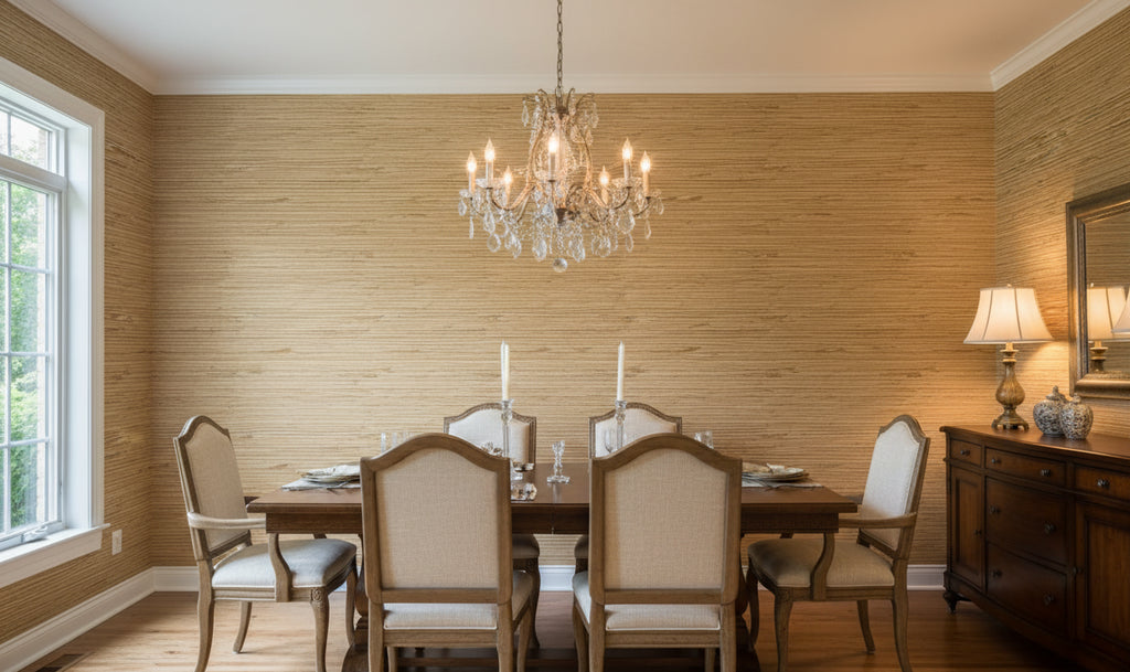 Palakua Classic Grasscloth | Phillipe Romano - dining room room setting