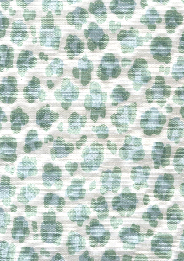 Conga Line Pale Aqua on Tint Screen Printed - White Fabric | China Seas