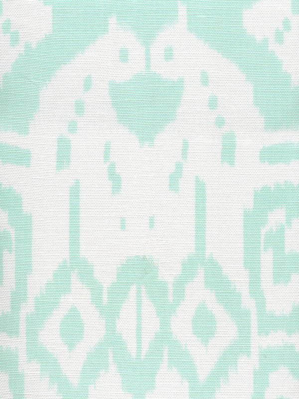 Island Ikat Pale Aqua on White Screen Printed - White Fabric | China Seas