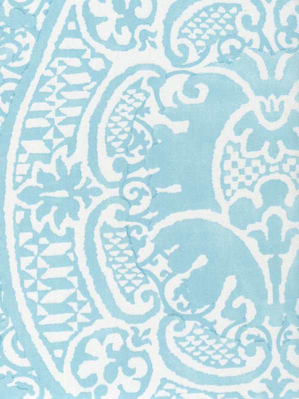 Veneto, Pale Aqua on White Cotton Sateen Wallcoverings | Quadrille