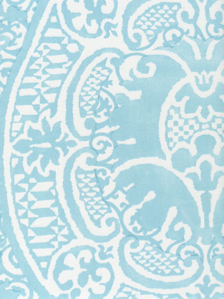 Veneto, Pale Aqua on White Cotton Sateen