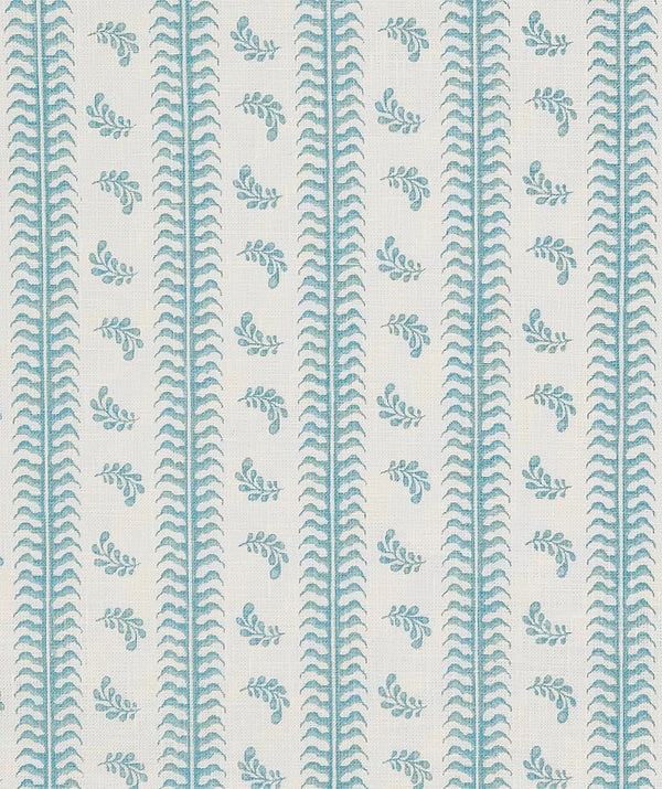 Montclair Stripe, Pale Blue on White Linen Wallcoverings | Quadrille