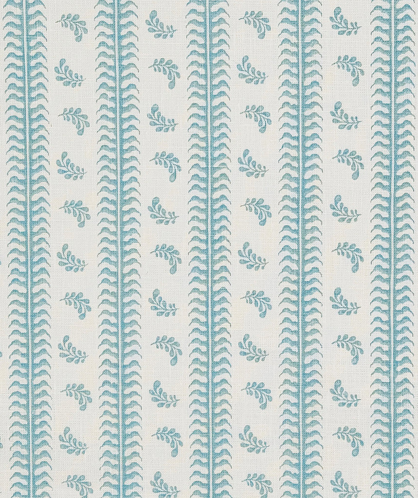 Montclair Stripe, Pale Blue on White Linen