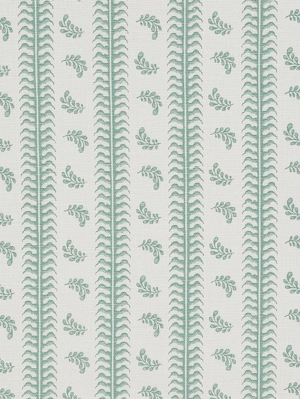 Montclair Stripe, Pale Clifton Green on White Linen Cotton Wallcoverings | Quadrille