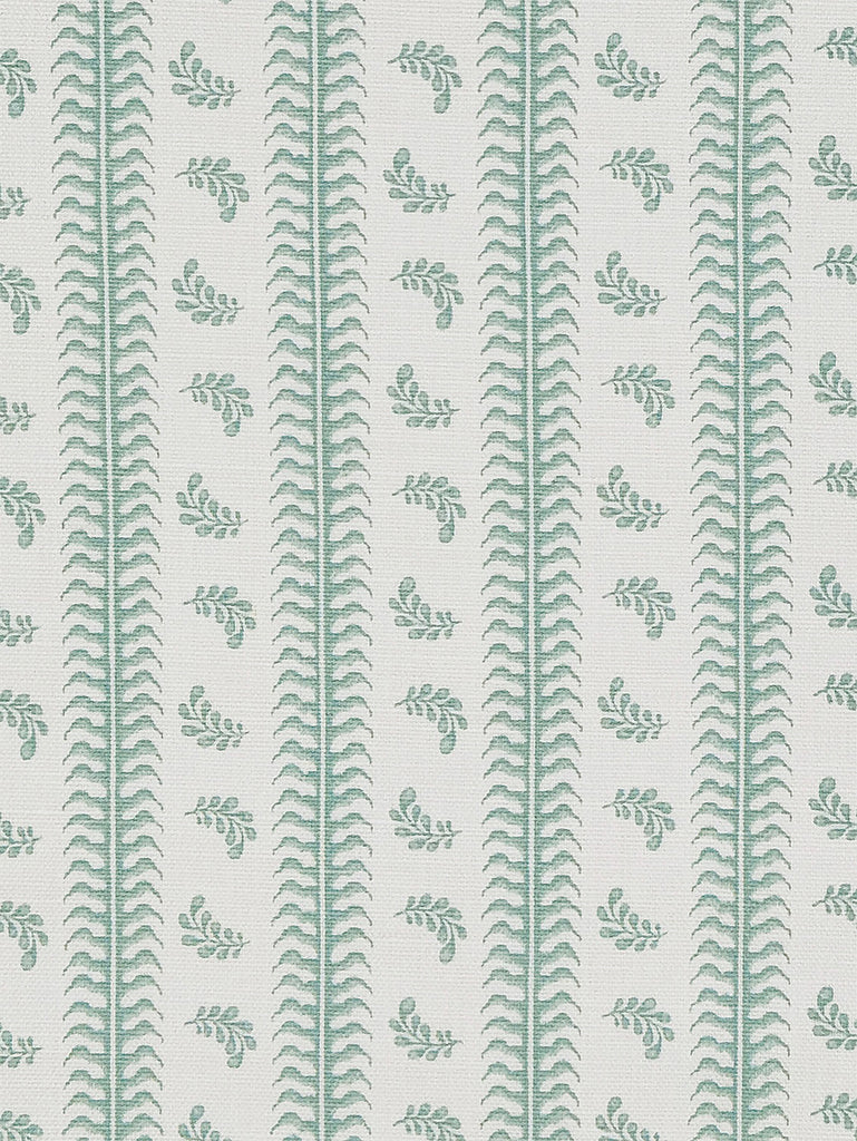 Montclair Stripe, Pale Clifton Green on White Linen Cotton