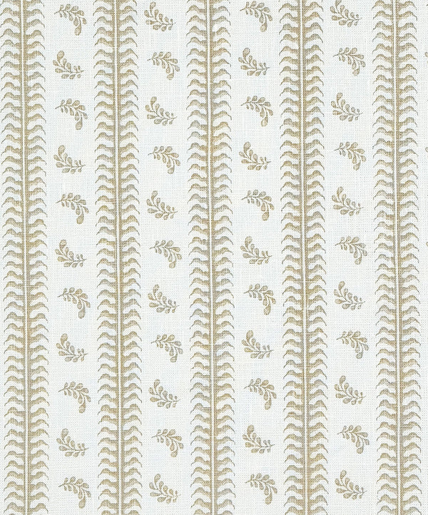 Montclair Stripe, Pale Greige on White Linen Wallcoverings | Quadrille