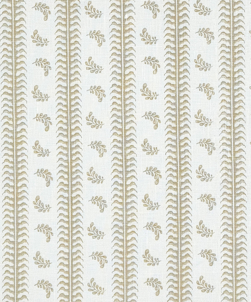 Montclair Stripe, Pale Greige on White Linen