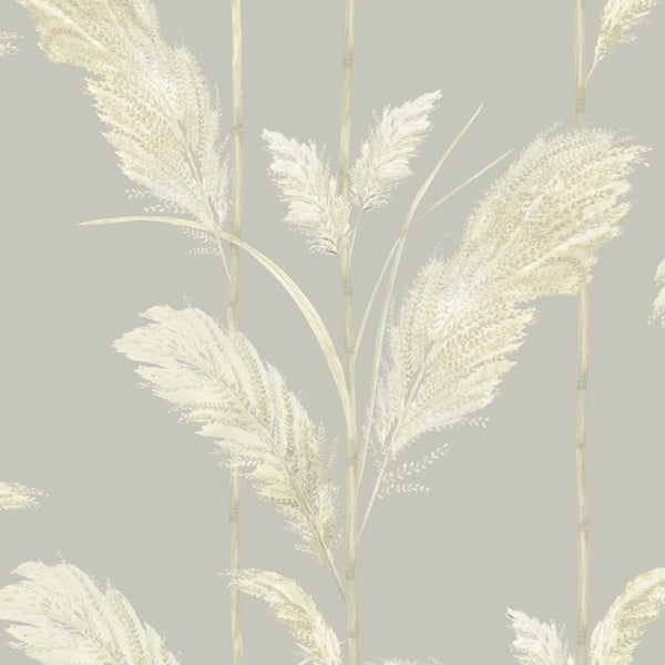 Pampas Grass Cornflower Blue - Light Gray Wallcovering | Brand McKenzie