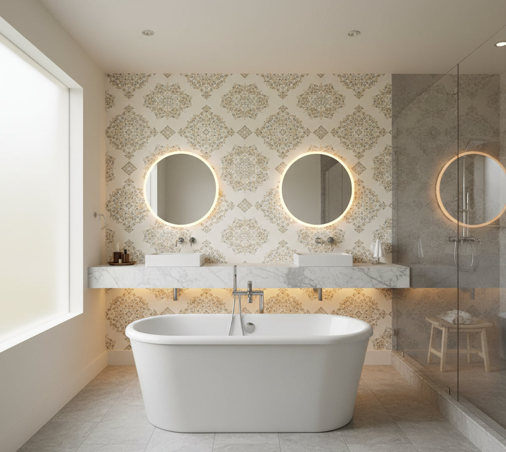 Parvani Linen | Baker Lifestyle - bathroom room setting