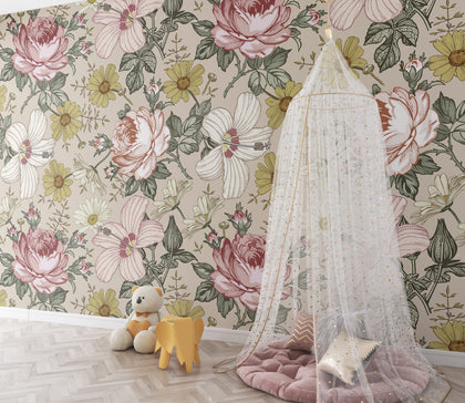 Vintage Garden – Warm Beige (Adrian) Traditional | Architectural Wallcoverings