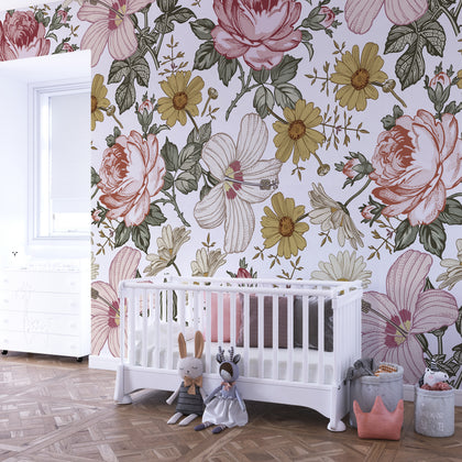 Vintage Garden – Soft Pink & Cream (Adrian) Traditional | Architectural Wallcoverings