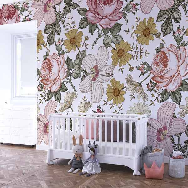 Vintage Garden – Soft Pink & Cream (Adrian) Traditional | Architectural Wallcoverings