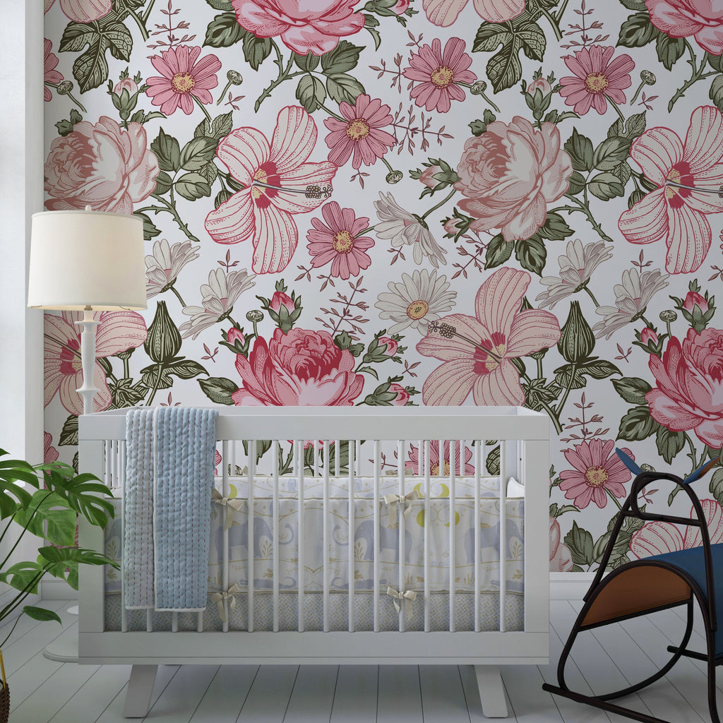 Vintage Garden Ð Classic White (Adrian) Wallcovering | DW Bespoke Studios